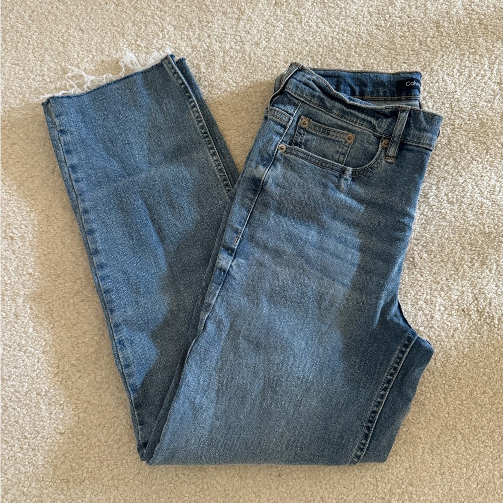calvin klein high rise straight jeans